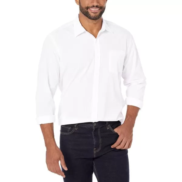 Amazon Essentials Mens RegularFit LongSleeve Casual Poplin ShirtWhite