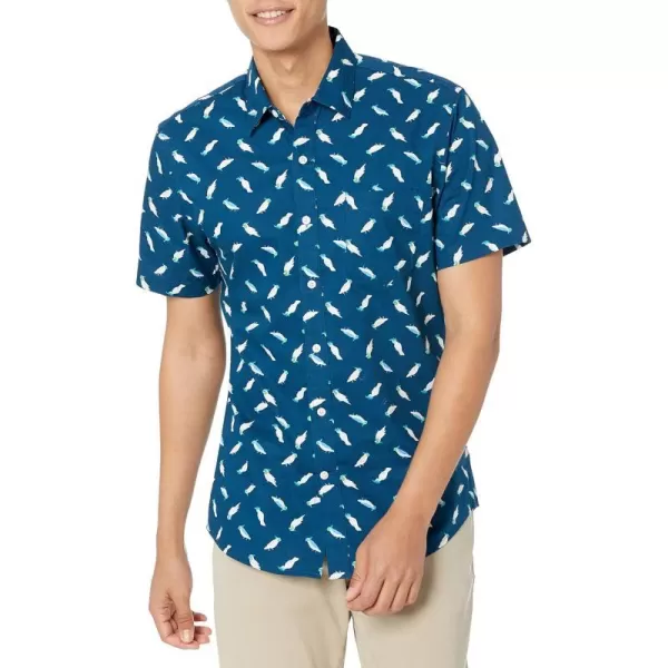 Amazon Essentials Mens SlimFit ShortSleeve Print ShirtClassic Blue Birds