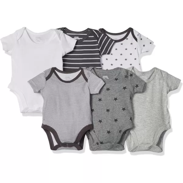 Amazon Essentials Unisex Babies ShortSleeve Bodysuits Multipacks6 Stars and StripesNeutral