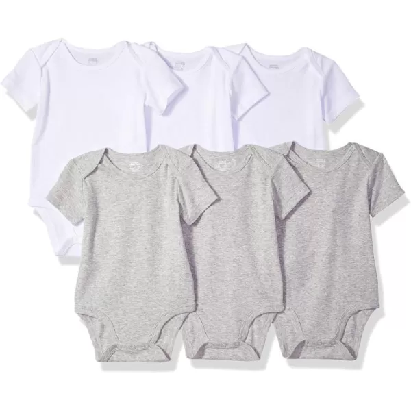 Amazon Essentials Unisex Babies ShortSleeve Bodysuits Multipacks6 WhiteGrey Heather