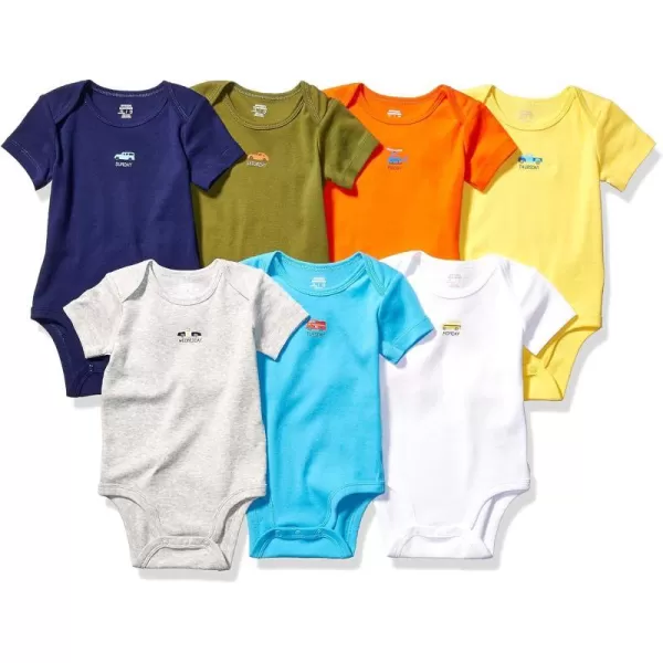 Amazon Essentials Unisex Babies ShortSleeve Bodysuits Multipacks7 Cars