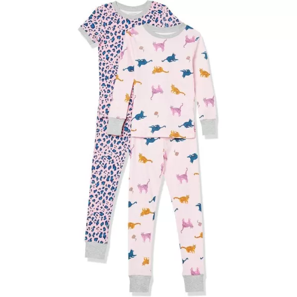 Amazon Essentials Unisex Babies Toddlers and Kids SnugFit Cotton Pajama Sleepwear Sets1 Cat Print