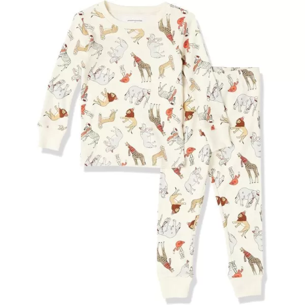 Amazon Essentials Unisex Babies Toddlers and Kids SnugFit Cotton Pajama Sleepwear Sets1 Party Animals