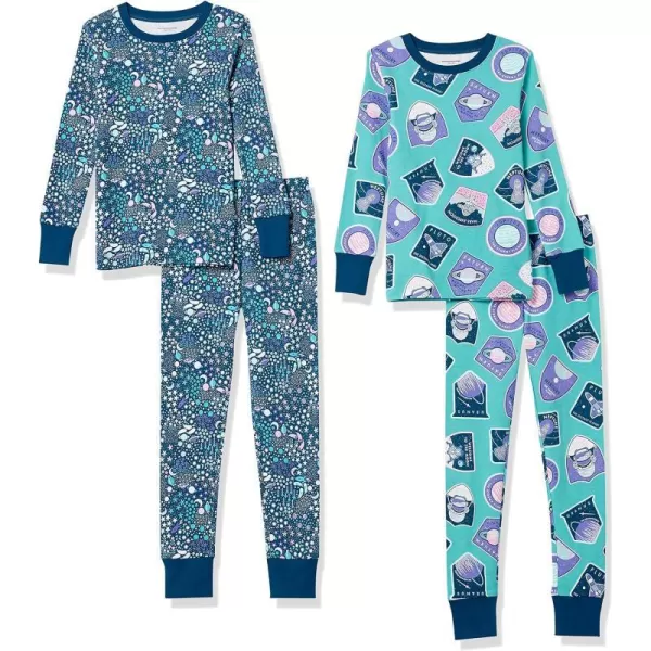 Amazon Essentials Unisex Babies Toddlers and Kids SnugFit Cotton Pajama Sleepwear Sets1 Planet PrintSpace