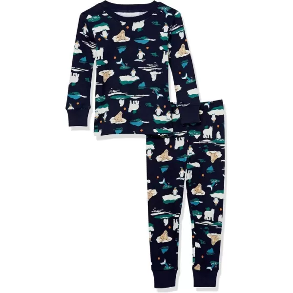 Amazon Essentials Unisex Babies Toddlers and Kids SnugFit Cotton Pajama Sleepwear Sets2 Navy Arctic Creatures