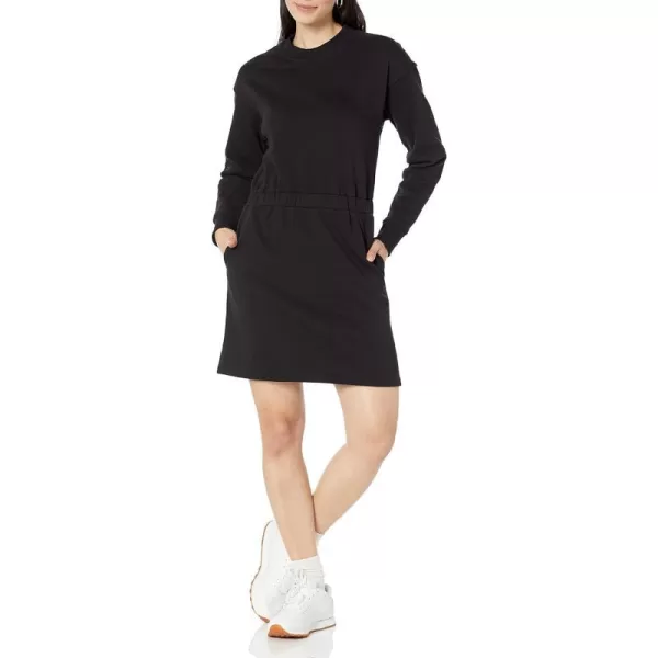 Amazon Essentials Womens Knit Waisted Sweatshirt Dress Available in Plus SizeBlack