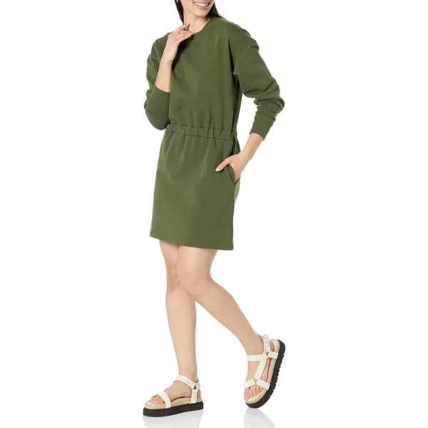 Amazon Essentials Womens Knit Waisted Sweatshirt Dress Available in Plus SizeDark Olive