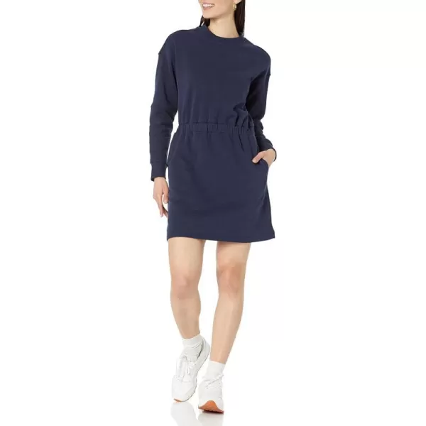 Amazon Essentials Womens Knit Waisted Sweatshirt Dress Available in Plus SizeNavy