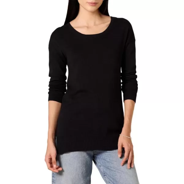 Amazon Essentials Womens Lightweight LongSleeve ScoopNeck Tunic Sweater Available in Plus SizeBlack