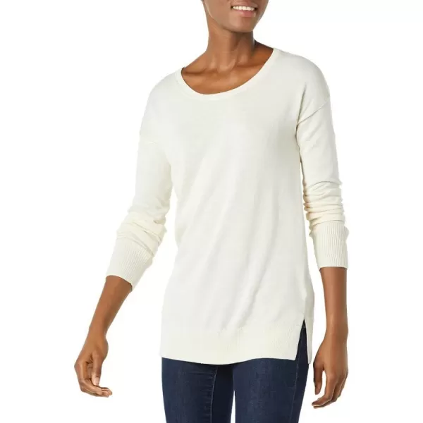 Amazon Essentials Womens Lightweight LongSleeve ScoopNeck Tunic Sweater Available in Plus SizeEcru