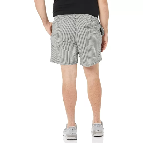 Amazon Essentials Mens 6 Inseam Drawstring Walk ShortGrey Vertical Stripe