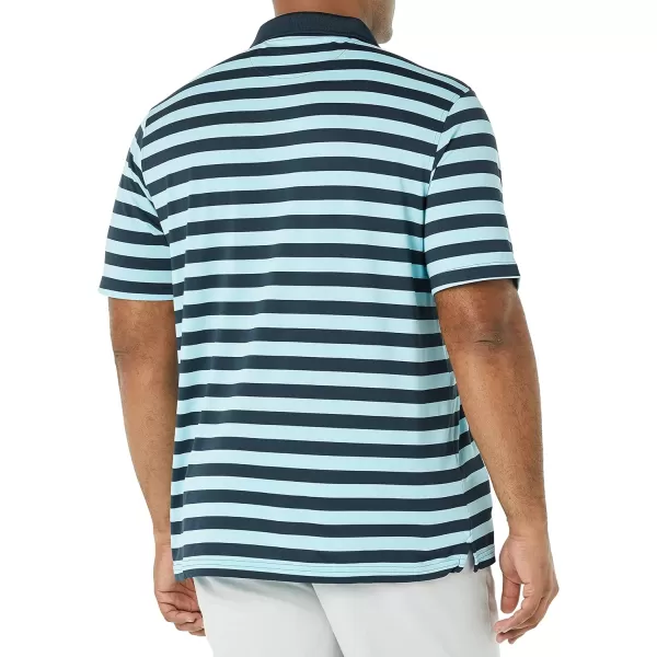 Amazon Essentials Mens RegularFit QuickDry Golf Polo Shirt Available in Big amp TallPolyester Aqua Blue Navy Stripe