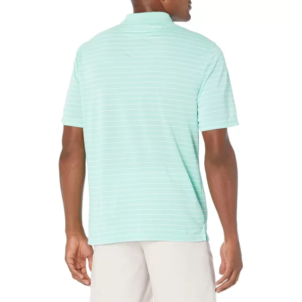 Amazon Essentials Mens RegularFit QuickDry Golf Polo Shirt Available in Big amp TallPolyester Aqua Blue Stripe