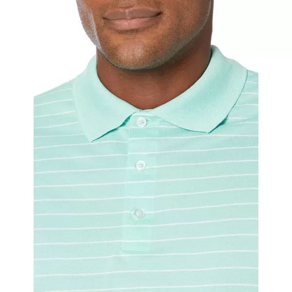 Amazon Essentials Mens RegularFit QuickDry Golf Polo Shirt Available in Big amp TallPolyester Aqua Blue Stripe