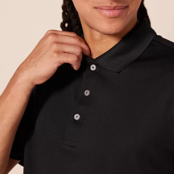 Amazon Essentials Mens RegularFit QuickDry Golf Polo Shirt Available in Big amp TallPolyester Black