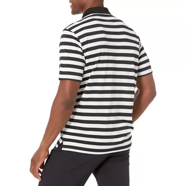 Amazon Essentials Mens RegularFit QuickDry Golf Polo Shirt Available in Big amp TallPolyester Black White Stripe