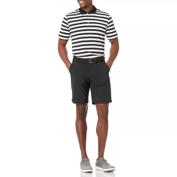 Amazon Essentials Mens RegularFit QuickDry Golf Polo Shirt Available in Big amp TallPolyester Black White Stripe