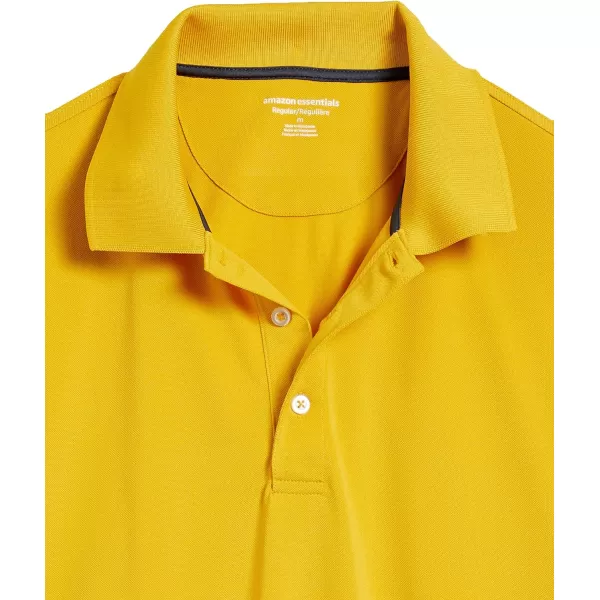 Amazon Essentials Mens RegularFit QuickDry Golf Polo Shirt Available in Big amp TallPolyester Golden Yellow