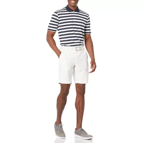 Amazon Essentials Mens RegularFit QuickDry Golf Polo Shirt Available in Big amp TallPolyester Navy White Stripe