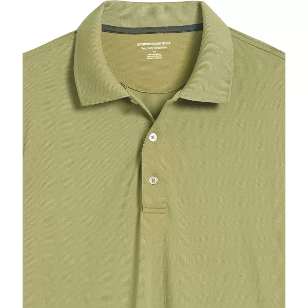 Amazon Essentials Mens RegularFit QuickDry Golf Polo Shirt Available in Big amp TallPolyester Olive