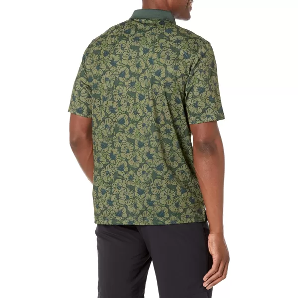 Amazon Essentials Mens RegularFit QuickDry Golf Polo Shirt Available in Big amp TallPolyester Olive Hibiscus Flower