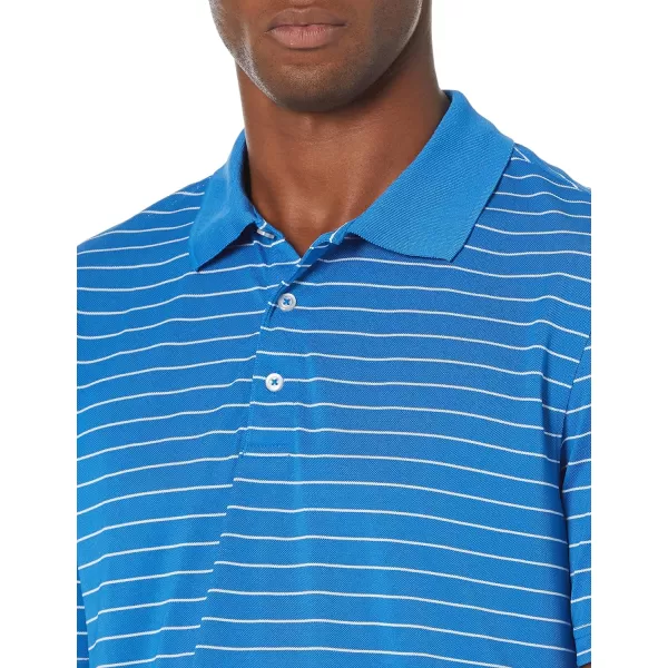 Amazon Essentials Mens RegularFit QuickDry Golf Polo Shirt Available in Big amp TallPolyester Royal Blue Stripe