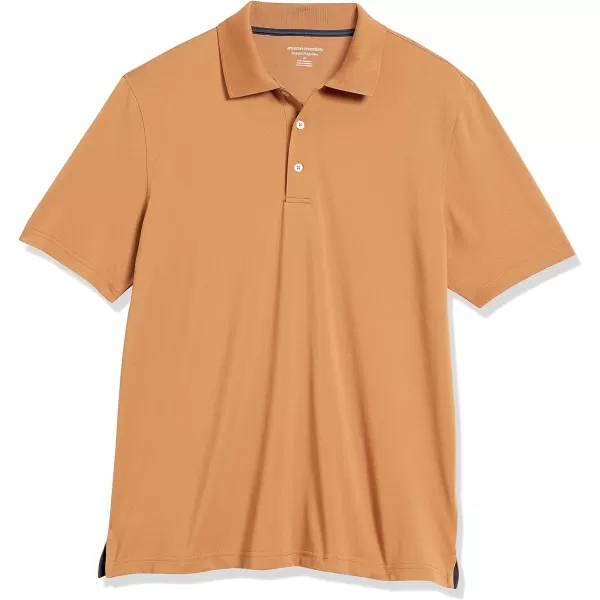 Amazon Essentials Mens RegularFit QuickDry Golf Polo Shirt Available in Big amp TallPolyester Tan