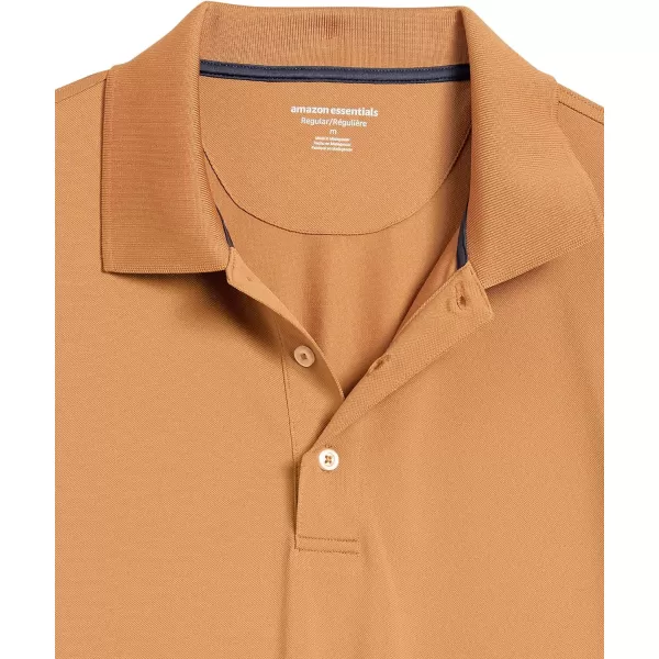 Amazon Essentials Mens RegularFit QuickDry Golf Polo Shirt Available in Big amp TallPolyester Tan