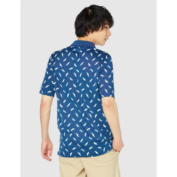 Amazon Essentials Mens RegularFit QuickDry Golf Polo Shirt Available in Big amp TallPolyester Teal Blue Birds Print