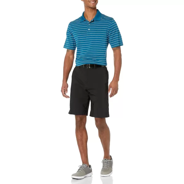 Amazon Essentials Mens RegularFit QuickDry Golf Polo Shirt Available in Big amp TallPolyester Teal Blue Stripe