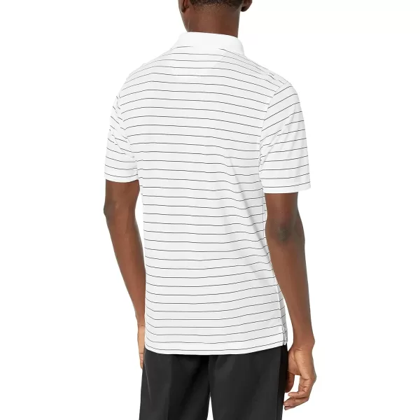 Amazon Essentials Mens RegularFit QuickDry Golf Polo Shirt Available in Big amp TallPolyester White Stripe