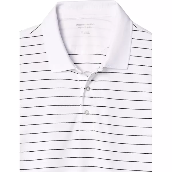 Amazon Essentials Mens RegularFit QuickDry Golf Polo Shirt Available in Big amp TallPolyester White Stripe