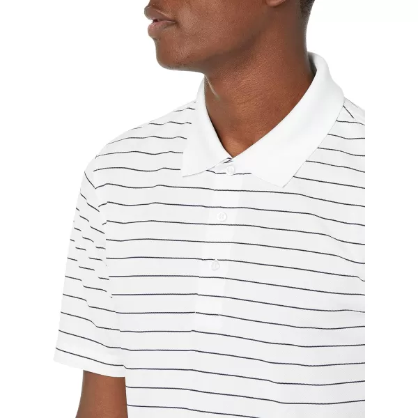 Amazon Essentials Mens RegularFit QuickDry Golf Polo Shirt Available in Big amp TallPolyester White Stripe