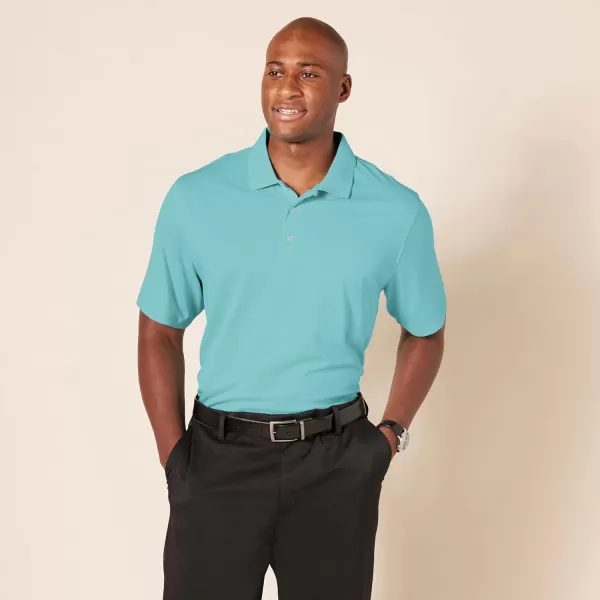 Amazon Essentials Mens RegularFit QuickDry Golf Polo Shirt Available in Big amp TallRecycled Polyester Aqua Blue