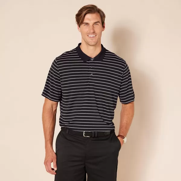 Amazon Essentials Mens RegularFit QuickDry Golf Polo Shirt Available in Big amp TallRecycled Polyester Black Stripe