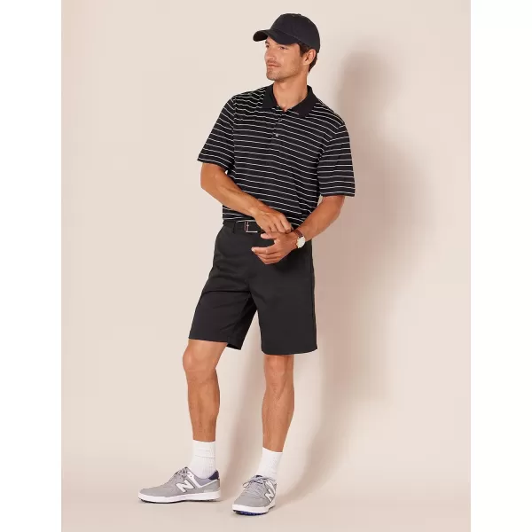 Amazon Essentials Mens RegularFit QuickDry Golf Polo Shirt Available in Big amp TallRecycled Polyester Black Stripe