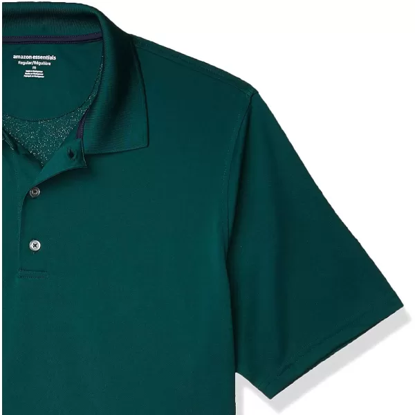 Amazon Essentials Mens RegularFit QuickDry Golf Polo Shirt Available in Big amp TallRecycled Polyester Forest Green