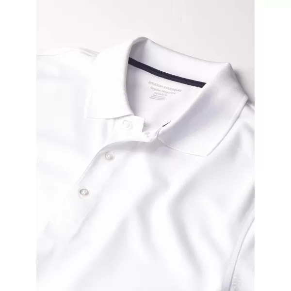 Amazon Essentials Mens RegularFit QuickDry Golf Polo Shirt Available in Big amp TallRecycled Polyester White