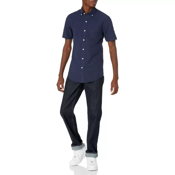 Amazon Essentials Mens SlimFit ShortSleeve Pocket Oxford ShirtNavy