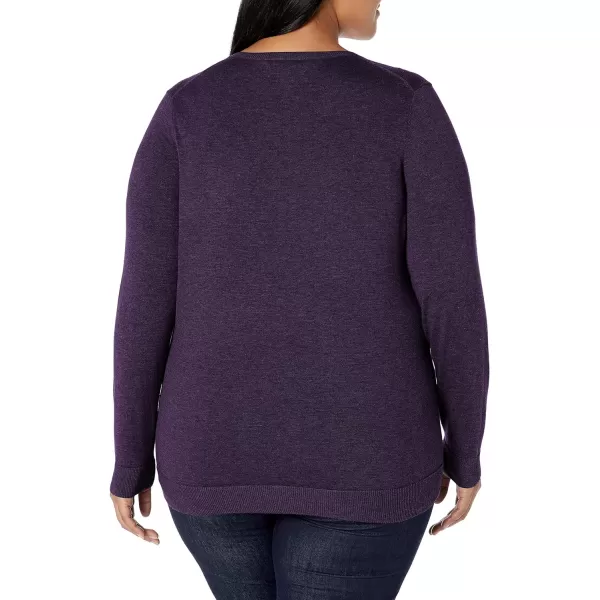 Amazon Essentials Womens ClassicFit Lightweight LongSleeve VNeck Sweater Available in Plus SizeDark Purple