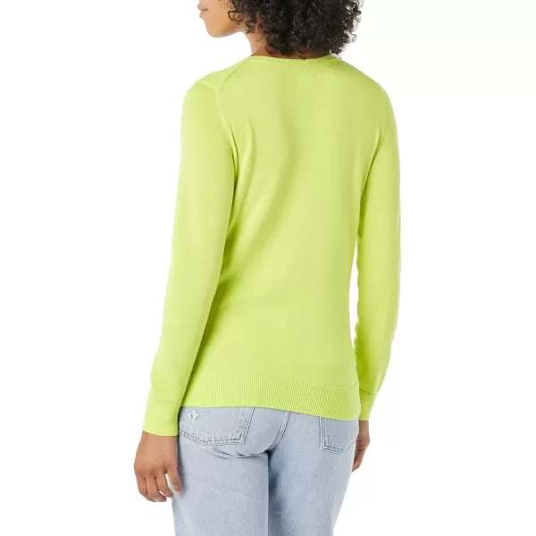 Amazon Essentials Womens ClassicFit Lightweight LongSleeve VNeck Sweater Available in Plus SizeNeon Yellow