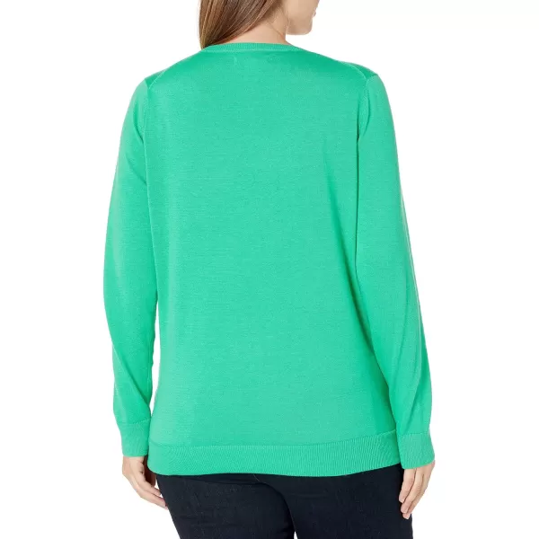 Amazon Essentials Womens ClassicFit Lightweight LongSleeve VNeck Sweater Available in Plus SizeTurquoise Green