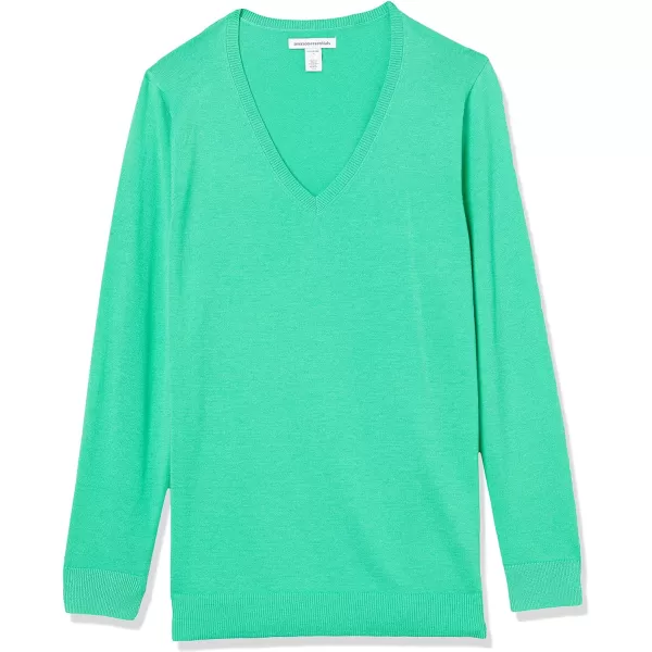 Amazon Essentials Womens ClassicFit Lightweight LongSleeve VNeck Sweater Available in Plus SizeTurquoise Green