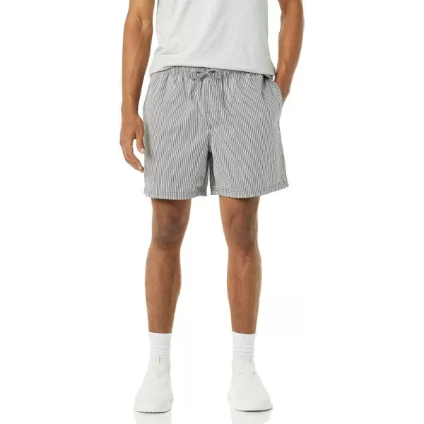 Amazon Essentials Mens 6 Inseam Drawstring Walk ShortGrey Vertical Stripe