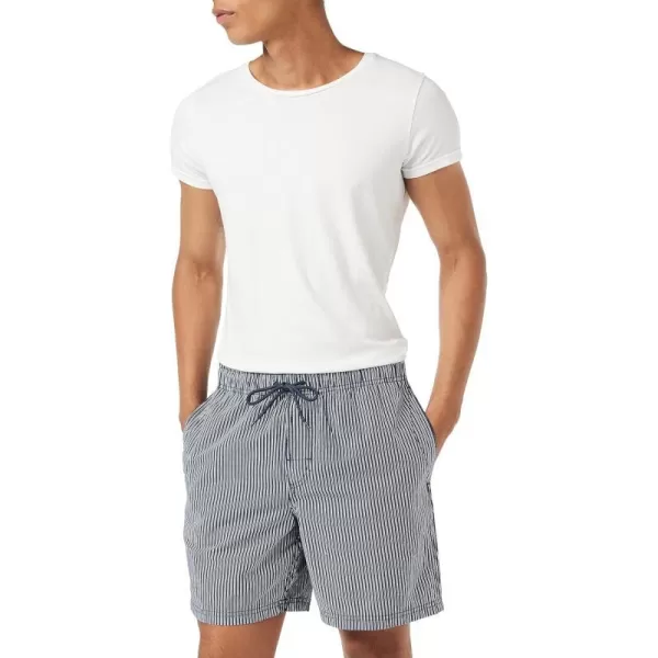 Amazon Essentials Mens 6 Inseam Drawstring Walk ShortNavy Vertical Stripe