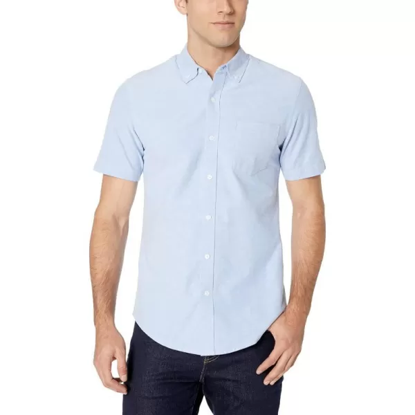 Amazon Essentials Mens SlimFit ShortSleeve Pocket Oxford ShirtBlue