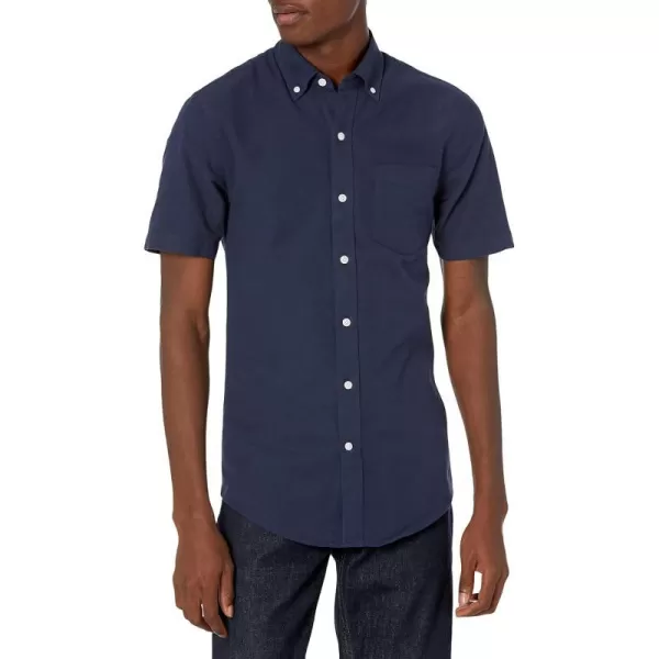 Amazon Essentials Mens SlimFit ShortSleeve Pocket Oxford ShirtNavy