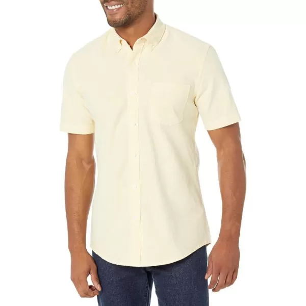 Amazon Essentials Mens SlimFit ShortSleeve Pocket Oxford ShirtYellow