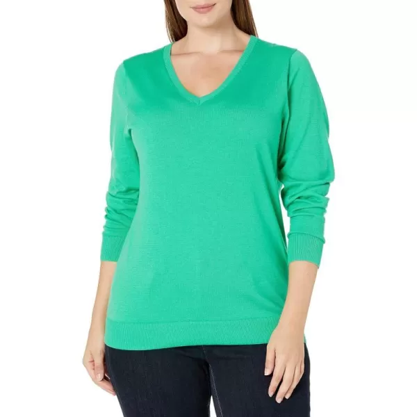 Amazon Essentials Womens ClassicFit Lightweight LongSleeve VNeck Sweater Available in Plus SizeTurquoise Green