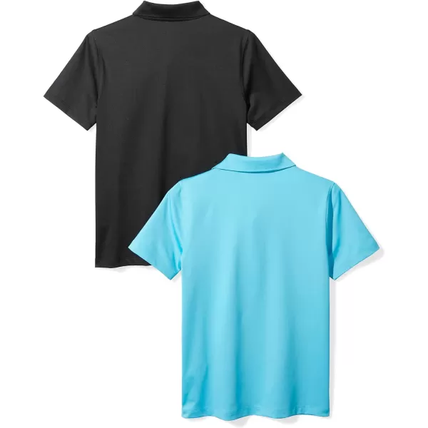 Amazon Essentials Boys and Toddlers Active Performance Polo Shirts Pack of 2Aqua BlueBlack